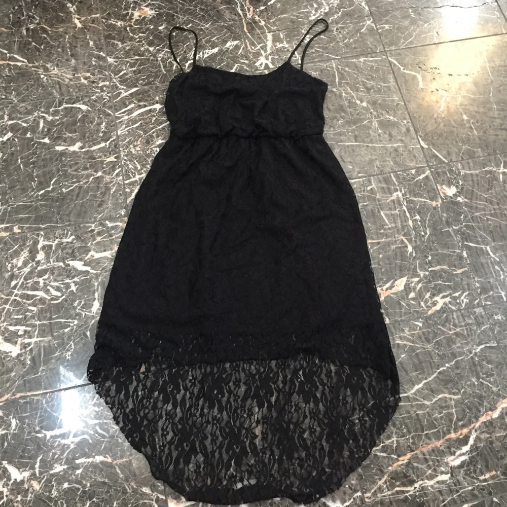 Espresso black dress higher to low